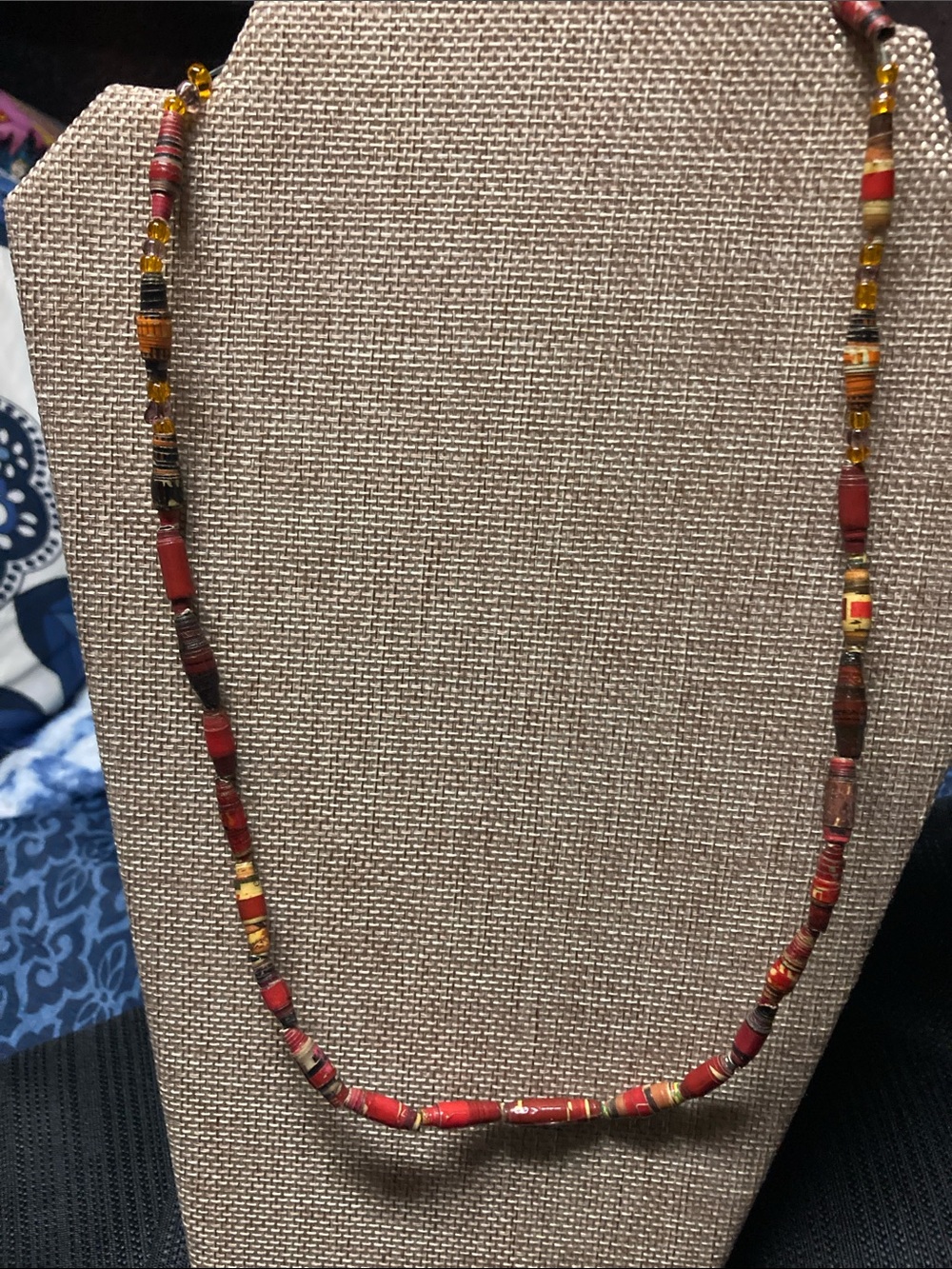 Handmade - Lightweight Paper Bead Design Necklace